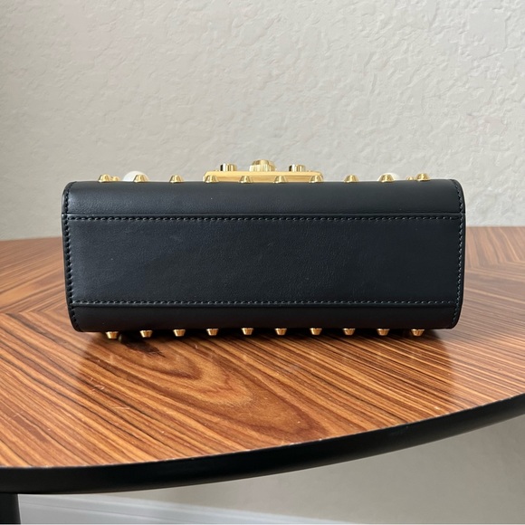 Gucci Calfskin Studded Small Padlock Shoulder Bag Black - Picture 6 of 16